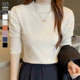 ベージュ | パフショルダーニット オフィスカジュアル 五分袖 | COCOMOMO