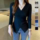 ブラック | カシュクールニット クロスニット Vネック | COCOMOMO