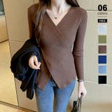 ブラウン | カシュクールニット クロスニット Vネック | COCOMOMO