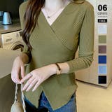 グリーン | カシュクールニット クロスニット Vネック | COCOMOMO