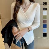 ホワイト | カシュクールニット クロスニット Vネック | COCOMOMO