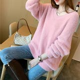 レディース長袖ニット Vネックセーター モヘア | COCOMOMO | 詳細画像12