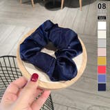 ネイビー | シャイニー素材シュシュ 光沢感 キラキラ | COCOMOMO