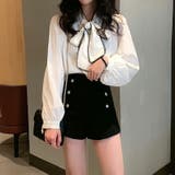 春 レース付き ボウタイブラウス | COCOMOMO | 詳細画像4