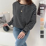 ブラックB | ボーダーロングTシャツ 春 ボーダー | COCOMOMO