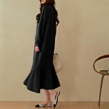 エンボスワンピース 柔らかいクレープ生地フレアワンピース ロングワンピース | COCOMOMO | 詳細画像10 