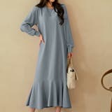 エンボスワンピース 柔らかいクレープ生地フレアワンピース ロングワンピース | COCOMOMO | 詳細画像7 