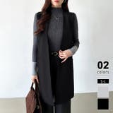 ブラック | ジレ ベスト レイヤードアウター | COCOMOMO