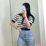 サマーニット 半袖ニット 襟付きニット | COCOMOMO | 詳細画像9