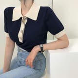 サマーニット 半袖ニット 襟付きニット | COCOMOMO | 詳細画像4