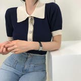 サマーニット 半袖ニット 襟付きニット | COCOMOMO | 詳細画像5