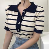 サマーニット 半袖ニット 襟付きニット | COCOMOMO | 詳細画像7