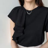 アシンメトリーフリルカットソー 半袖Tシャツ フリル | COCOMOMO | 詳細画像5