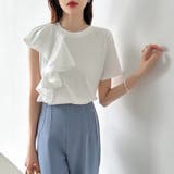 アシンメトリーフリルカットソー 半袖Tシャツ フリル | COCOMOMO | 詳細画像12