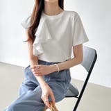 アシンメトリーフリルカットソー 半袖Tシャツ フリル | COCOMOMO | 詳細画像13