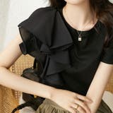 アシンメトリーフリルカットソー 半袖Tシャツ フリル | COCOMOMO | 詳細画像6
