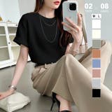 ブラック | ワッフルtシャツ カットソー 半袖Tシャツ | COCOMOMO