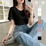 ブラック(Vネック) | ワッフルtシャツ カットソー 半袖Tシャツ | COCOMOMO