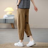 綿麻サルエルパンツ ロールアップ 薄手 | COCOMOMO | 詳細画像14