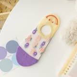 G | 靴下 レディース くるぶし シースルー ソックス 花柄 スマイル シアー 韓国 | COCOMOMO