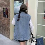 デニムジャケット ノースリーブデニムベスト オーバーサイズGジャンノースリーブ | COCOMOMO | 詳細画像15 