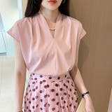 Vネックブラウス フレンチスリーブ オフィスカジュアル | COCOMOMO | 詳細画像10