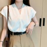 Vネックブラウス フレンチスリーブ オフィスカジュアル | COCOMOMO | 詳細画像14