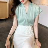 Vネックブラウス フレンチスリーブ オフィスカジュアル | COCOMOMO | 詳細画像19