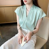 Vネックブラウス フレンチスリーブ オフィスカジュアル | COCOMOMO | 詳細画像20