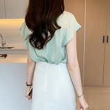 Vネックブラウス フレンチスリーブ オフィスカジュアル | COCOMOMO | 詳細画像22