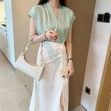 Vネックブラウス フレンチスリーブ オフィスカジュアル | COCOMOMO | 詳細画像23