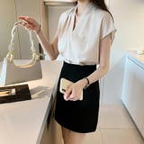 Vネックブラウス フレンチスリーブ オフィスカジュアル | COCOMOMO | 詳細画像7