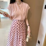 Vネックブラウス フレンチスリーブ オフィスカジュアル | COCOMOMO | 詳細画像9