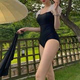 水着 パフスリーブワンピース水着 スカートセットモノキニ水着 | COCOMOMO | 詳細画像10