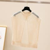 ベージュ | ノースリーブ 透かし編みバックスリットトップス 2wayメッシュニットベスト | COCOMOMO