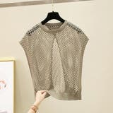 ノースリーブ 透かし編みバックスリットトップス 2wayメッシュニットベスト | COCOMOMO | 詳細画像4