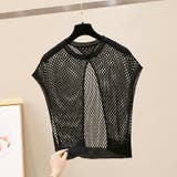 ノースリーブ 透かし編みバックスリットトップス 2wayメッシュニットベスト | COCOMOMO | 詳細画像5