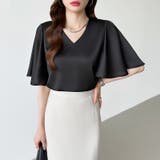 シフォンブラウス フレアスリーブブラウス とろみシャツブラウス | COCOMOMO | 詳細画像8 