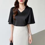 シフォンブラウス フレアスリーブブラウス とろみシャツブラウス | COCOMOMO | 詳細画像12 