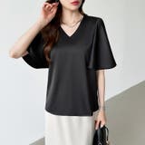 シフォンブラウス フレアスリーブブラウス とろみシャツブラウス | COCOMOMO | 詳細画像14 