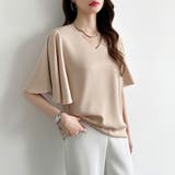 シフォンブラウス フレアスリーブブラウス とろみシャツブラウス | COCOMOMO | 詳細画像3 