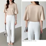 シフォンブラウス フレアスリーブブラウス とろみシャツブラウス | COCOMOMO | 詳細画像4 