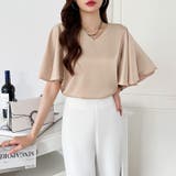 シフォンブラウス フレアスリーブブラウス とろみシャツブラウス | COCOMOMO | 詳細画像6 