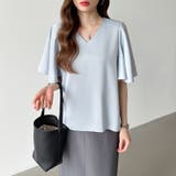 シフォンブラウス フレアスリーブブラウス とろみシャツブラウス | COCOMOMO | 詳細画像19 