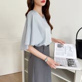 シフォンブラウス フレアスリーブブラウス とろみシャツブラウス | COCOMOMO | 詳細画像22 