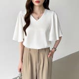 シフォンブラウス フレアスリーブブラウス とろみシャツブラウス | COCOMOMO | 詳細画像23 