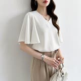 シフォンブラウス フレアスリーブブラウス とろみシャツブラウス | COCOMOMO | 詳細画像24 