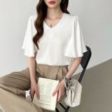 シフォンブラウス フレアスリーブブラウス とろみシャツブラウス | COCOMOMO | 詳細画像25 