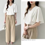 シフォンブラウス フレアスリーブブラウス とろみシャツブラウス | COCOMOMO | 詳細画像26 