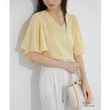 シフォンブラウス フレアスリーブブラウス とろみシャツブラウス | COCOMOMO | 詳細画像35 